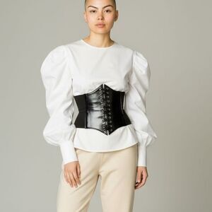 Black Lace-Up Corset Belt  Elastic Strech waist 26"-32"